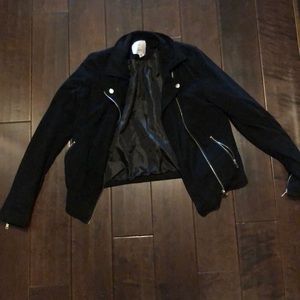Women’s suede moto jacket.